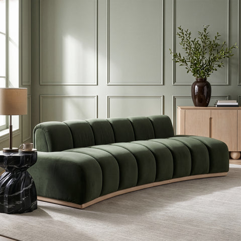 Tessa 106" Green Velvet Upholstered Sofa, 1 Piece