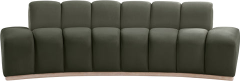 Tessa 106" Green Velvet Upholstered Sofa, 1 Piece