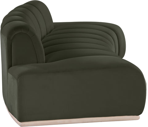 Tessa 106" Green Velvet Upholstered Sofa, 1 Piece