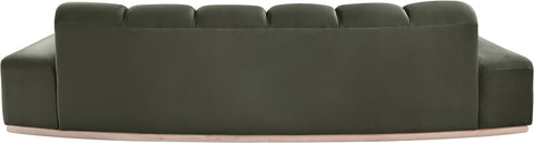 Tessa 106" Green Velvet Upholstered Sofa, 1 Piece