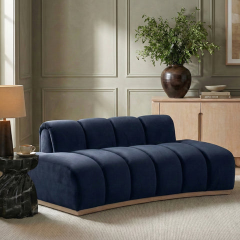 Tessa 78.5" Navy Velvet Upholstered Loveseat, 1 Piece