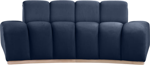 Tessa 78.5" Navy Velvet Upholstered Loveseat, 1 Piece