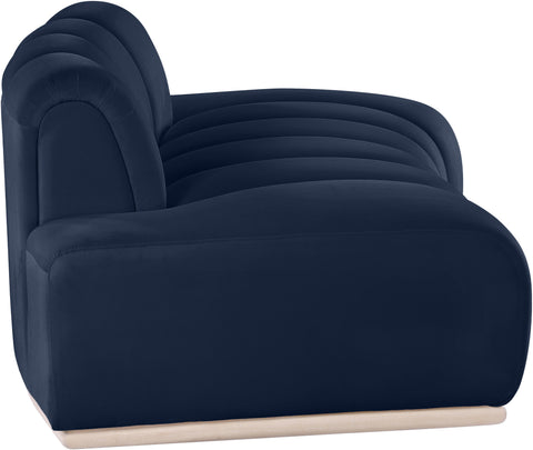 Tessa 78.5" Navy Velvet Upholstered Loveseat, 1 Piece