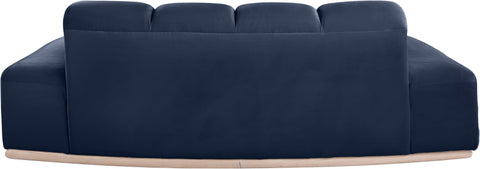 Tessa 78.5" Navy Velvet Upholstered Loveseat, 1 Piece