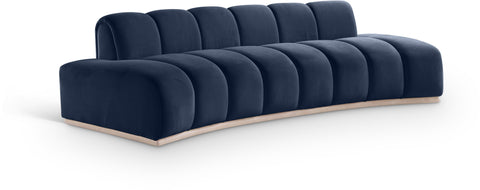 Tessa 106" Navy Velvet Upholstered Sofa, 1 Piece