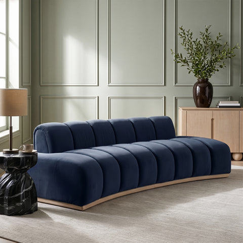 Tessa 106" Navy Velvet Upholstered Sofa, 1 Piece