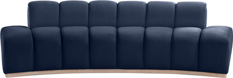 Tessa 106" Navy Velvet Upholstered Sofa, 1 Piece