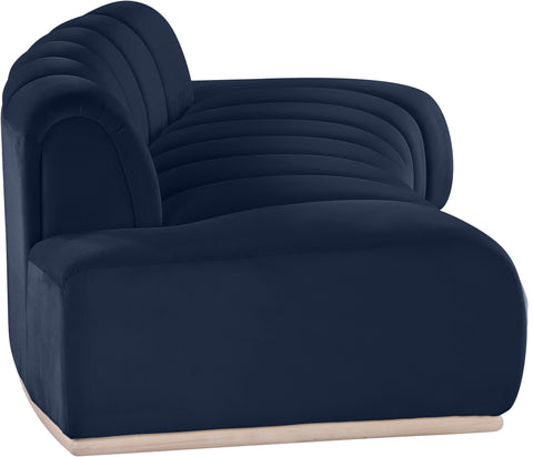 Tessa 106" Navy Velvet Upholstered Sofa, 1 Piece