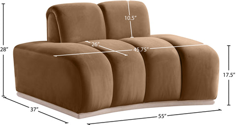 Tessa Saddle Velvet Upholstered Chair, 1 Piece