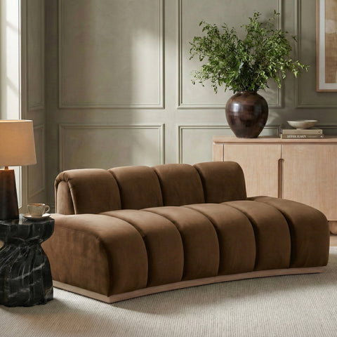 Tessa 78.5" Saddle Velvet Upholstered Loveseat, 1 Piece