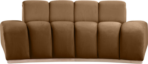 Tessa 78.5" Saddle Velvet Upholstered Loveseat, 1 Piece