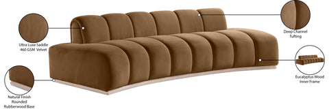 Tessa 106" Saddle Velvet Upholstered Sofa, 1 Piece