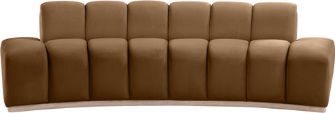 Tessa 106" Saddle Velvet Upholstered Sofa, 1 Piece