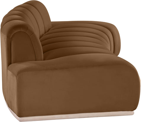 Tessa 106" Saddle Velvet Upholstered Sofa, 1 Piece