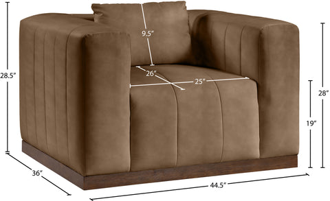 Iris Brown Vegan Leather Upholstered Chair, 1 Piece