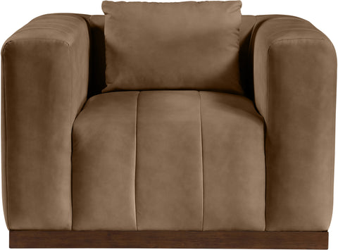 Iris Brown Vegan Leather Upholstered Chair, 1 Piece
