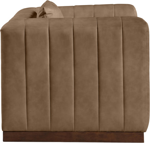 Iris Brown Vegan Leather Upholstered Chair, 1 Piece