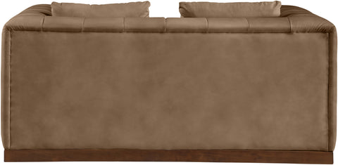 Iris 67" Brown Vegan Leather Upholstered Loveseat, 1 Piece