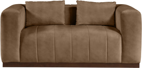 Iris 67" Brown Vegan Leather Upholstered Loveseat, 1 Piece