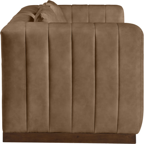 Iris 67" Brown Vegan Leather Upholstered Loveseat, 1 Piece