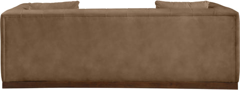Iris 90.5" Brown Vegan Leather Upholstered Sofa, 1 Piece