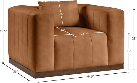 Iris Cognac Vegan Leather Upholstered Chair, 1 Piece