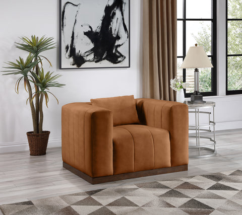 Iris Cognac Vegan Leather Upholstered Chair, 1 Piece