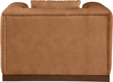 Iris Cognac Vegan Leather Upholstered Chair, 1 Piece