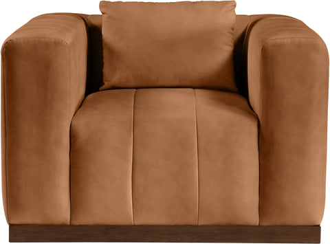 Iris Cognac Vegan Leather Upholstered Chair, 1 Piece