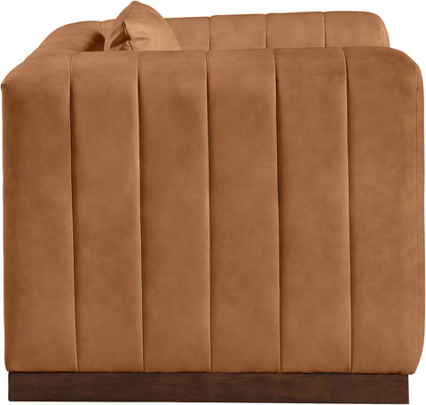 Iris Cognac Vegan Leather Upholstered Chair, 1 Piece