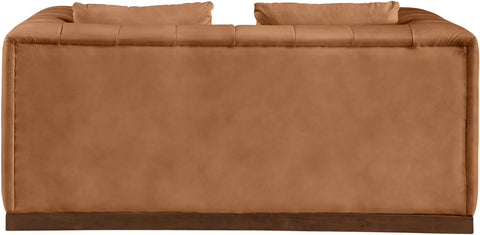 Iris 67" Cognac Vegan Leather Upholstered Loveseat, 1 Piece