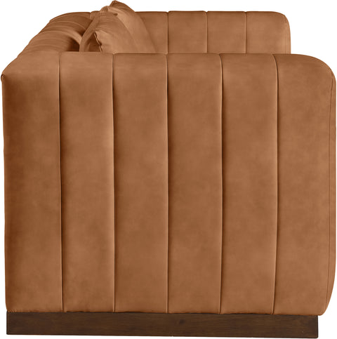 Iris 67" Cognac Vegan Leather Upholstered Loveseat, 1 Piece