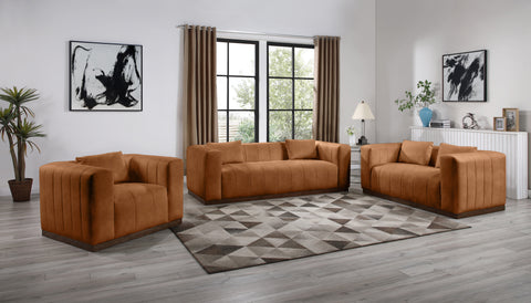 Iris 67" Cognac Vegan Leather Upholstered Loveseat, 1 Piece