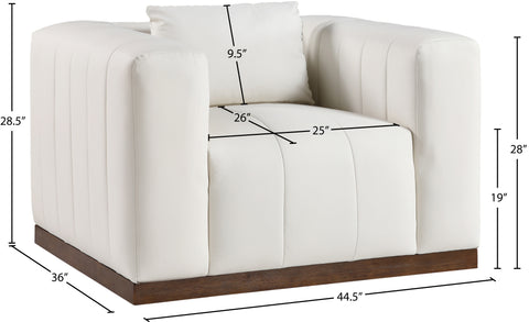 Iris Cream Vegan Leather Upholstered Chair, 1 Piece