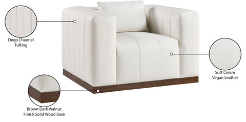 Iris Cream Vegan Leather Upholstered Chair, 1 Piece