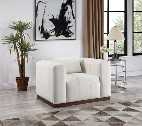 Iris Cream Vegan Leather Upholstered Chair, 1 Piece