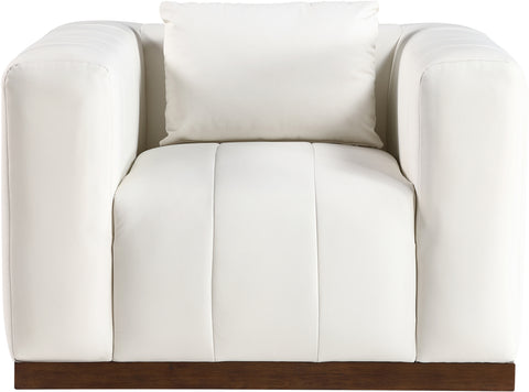 Iris Cream Vegan Leather Upholstered Chair, 1 Piece