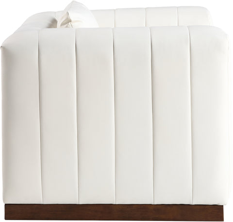 Iris Cream Vegan Leather Upholstered Chair, 1 Piece