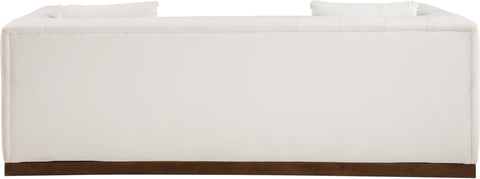 Iris 90.5" Cream Vegan Leather Upholstered Sofa, 1 Piece