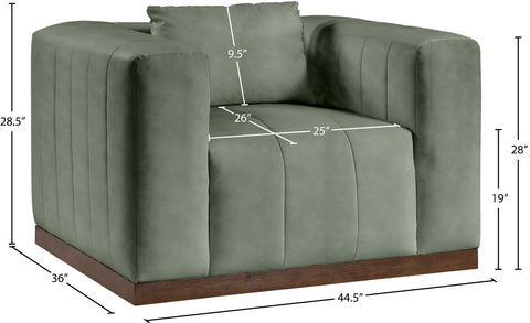Iris Green Vegan Leather Upholstered Chair, 1 Piece