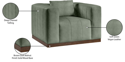Iris Green Vegan Leather Upholstered Chair, 1 Piece