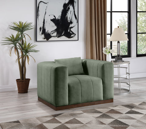 Iris Green Vegan Leather Upholstered Chair, 1 Piece