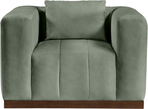 Iris Green Vegan Leather Upholstered Chair, 1 Piece