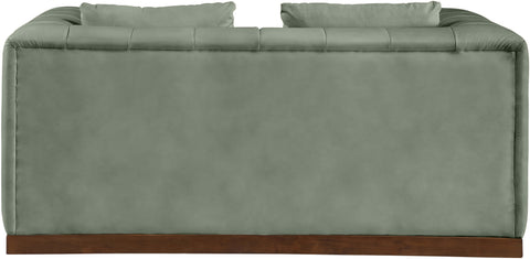 Iris 67" Green Vegan Leather Upholstered Loveseat, 1 Piece