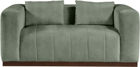 Iris 67" Green Vegan Leather Upholstered Loveseat, 1 Piece