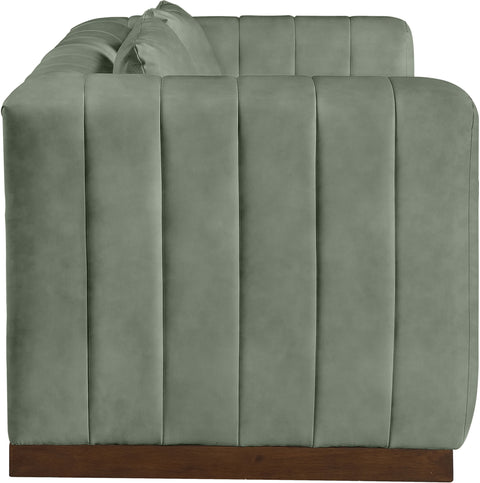 Iris 67" Green Vegan Leather Upholstered Loveseat, 1 Piece