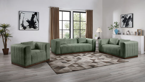 Iris 67" Green Vegan Leather Upholstered Loveseat, 1 Piece