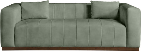 Iris 90.5" Green Vegan Leather Upholstered Sofa, 1 Piece