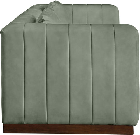 Iris 90.5" Green Vegan Leather Upholstered Sofa, 1 Piece