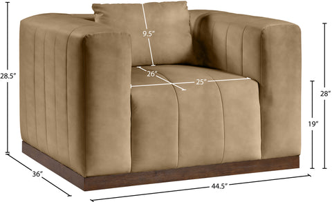 Iris Tan Vegan Leather Upholstered Chair, 1 Piece